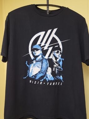 Wisin y Yandel Black Graphic Tee - Artist Tour Shirt, Puerto Rico REGGAE